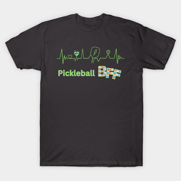 Pickleball player best friend forever BFF  Green T-Shirt by KIRBY-Z Studio